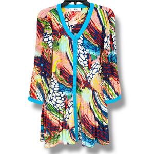 Rossi Roma Vtg Y2K Pleated Tunic Top Shirt Womens Size Medium Artsy Lagenlook